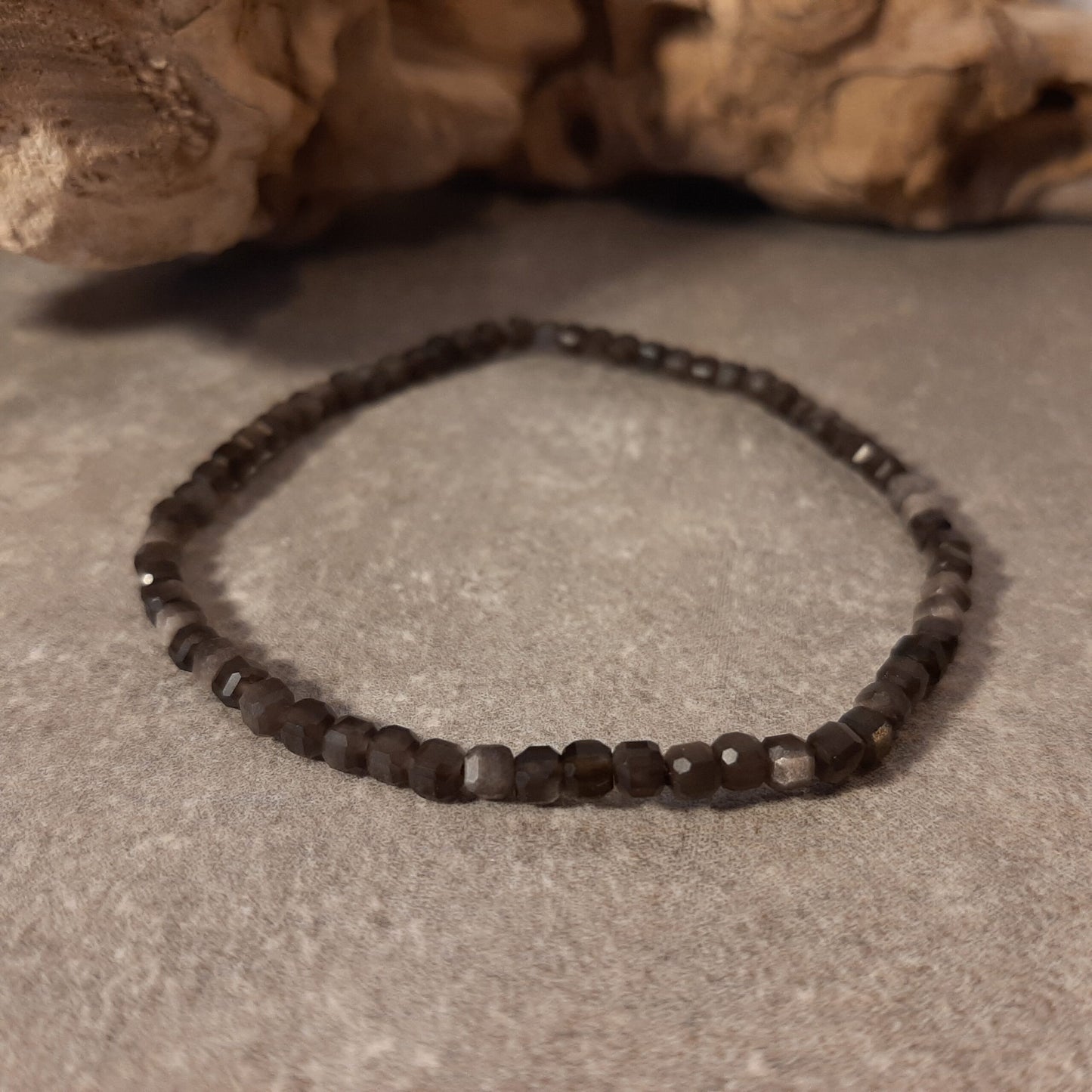 Würfel-Armband 3,5mm - Silberobsidian