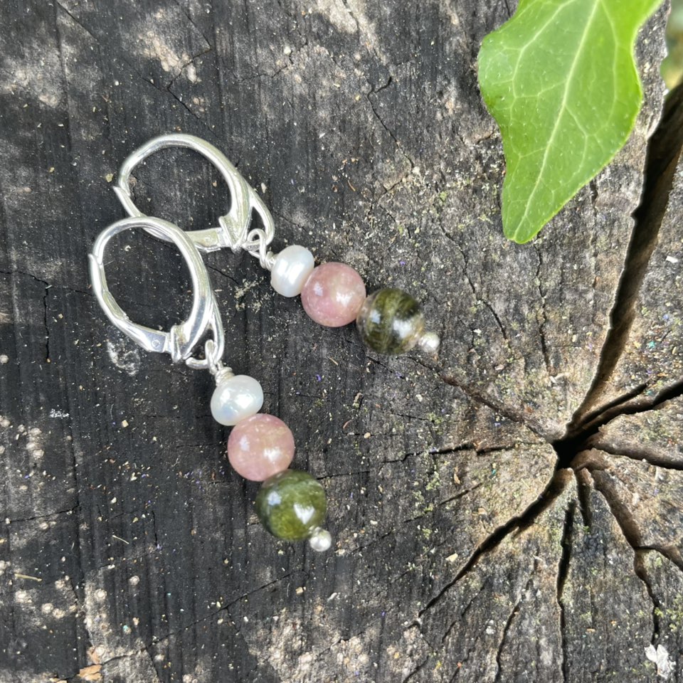 Ohrschmuck "GRÜNER & ROSA TURMALIN"