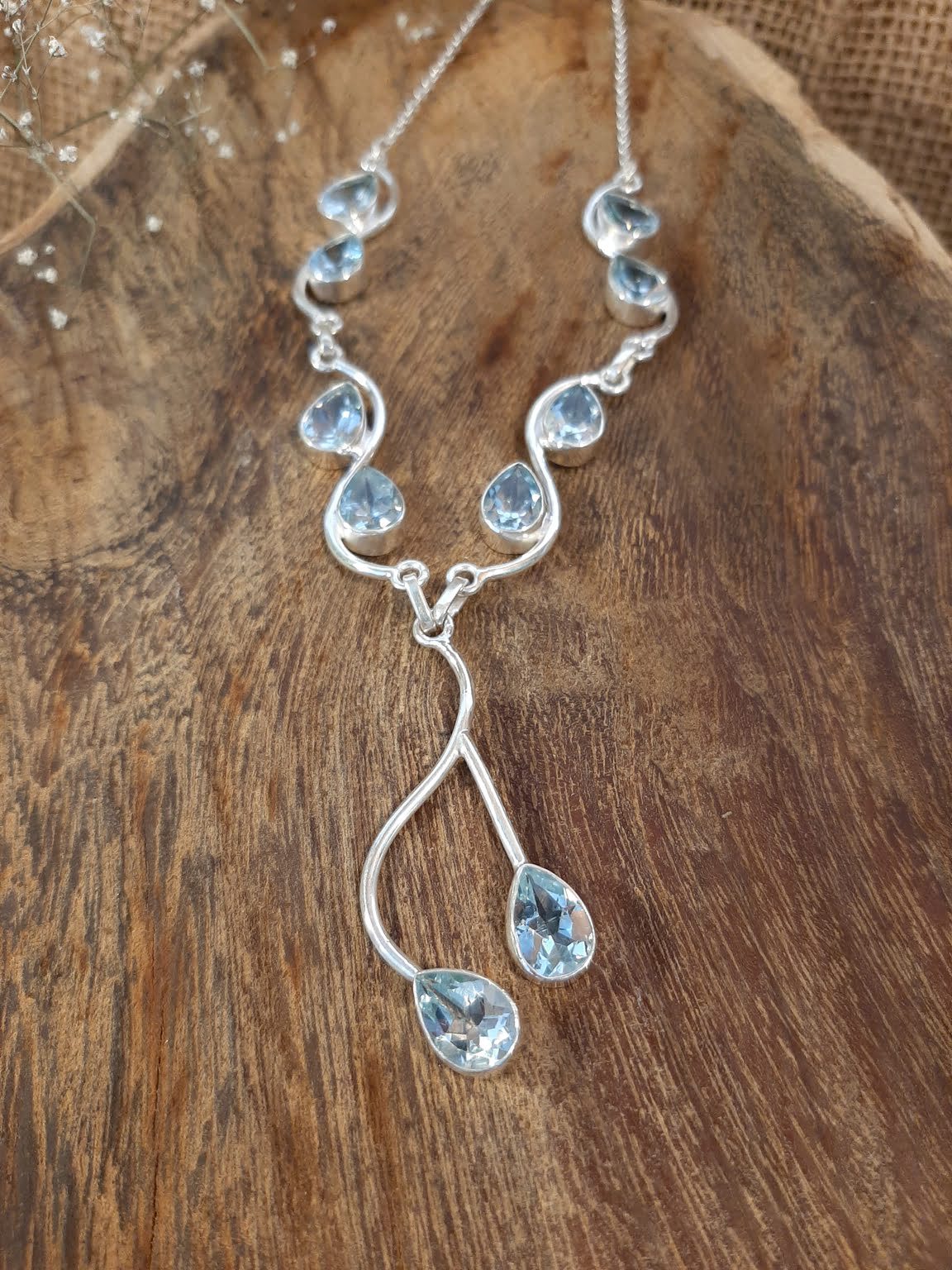 Silbercollier facettiert - Topas