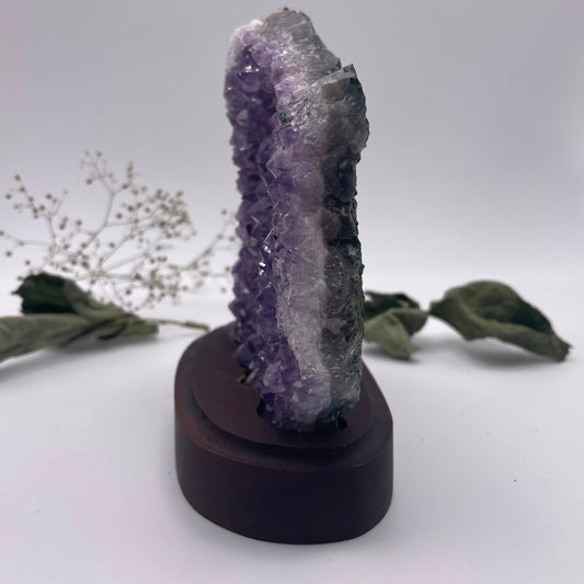 Amethystdrusenstück auf Holz Nr. 6