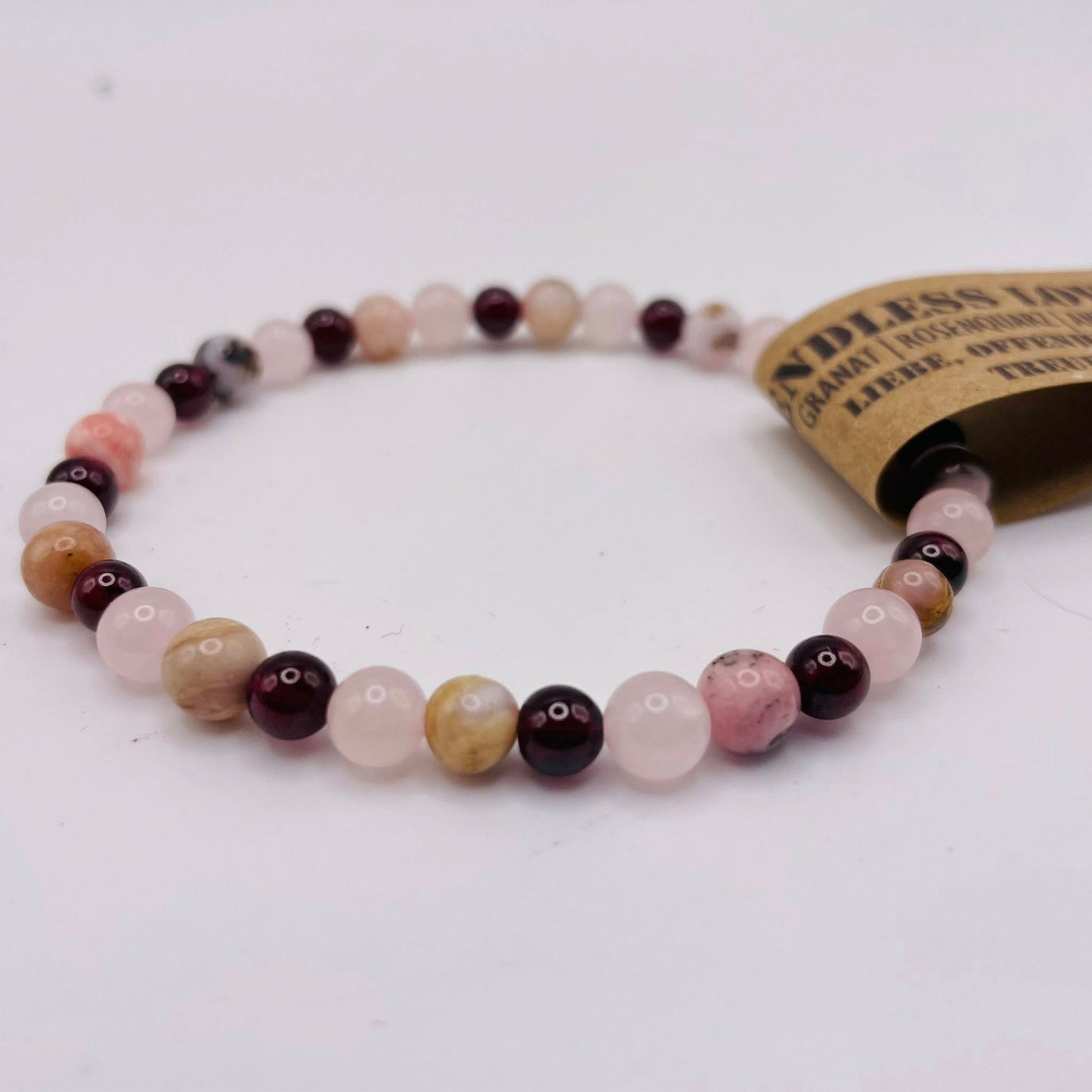 Endless Love Armband aus Granat, Andenopal & Rosenquarz – perfektes Liebesgeschenk – WUNDERSTEIN