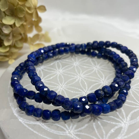 WÜRFEL-ARMBAND 4mm - Lapislazuli