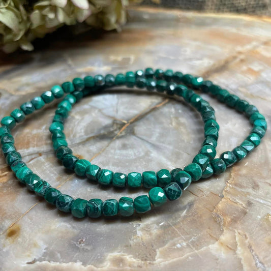 WÜRFEL-ARMBAND 4mm - Malachit