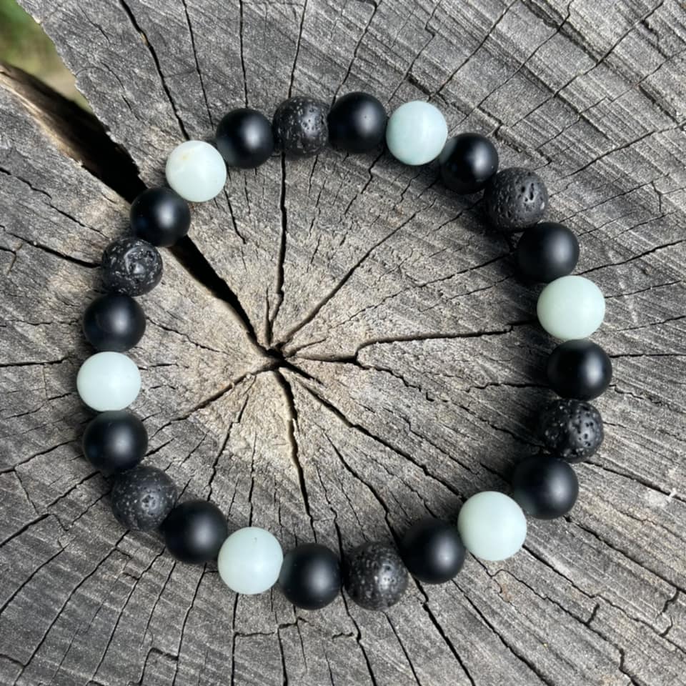 Armband "Amazonit-Onyx-Lava"