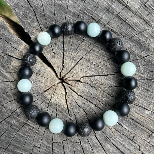 Armband "Amazonit-Onyx-Lava"