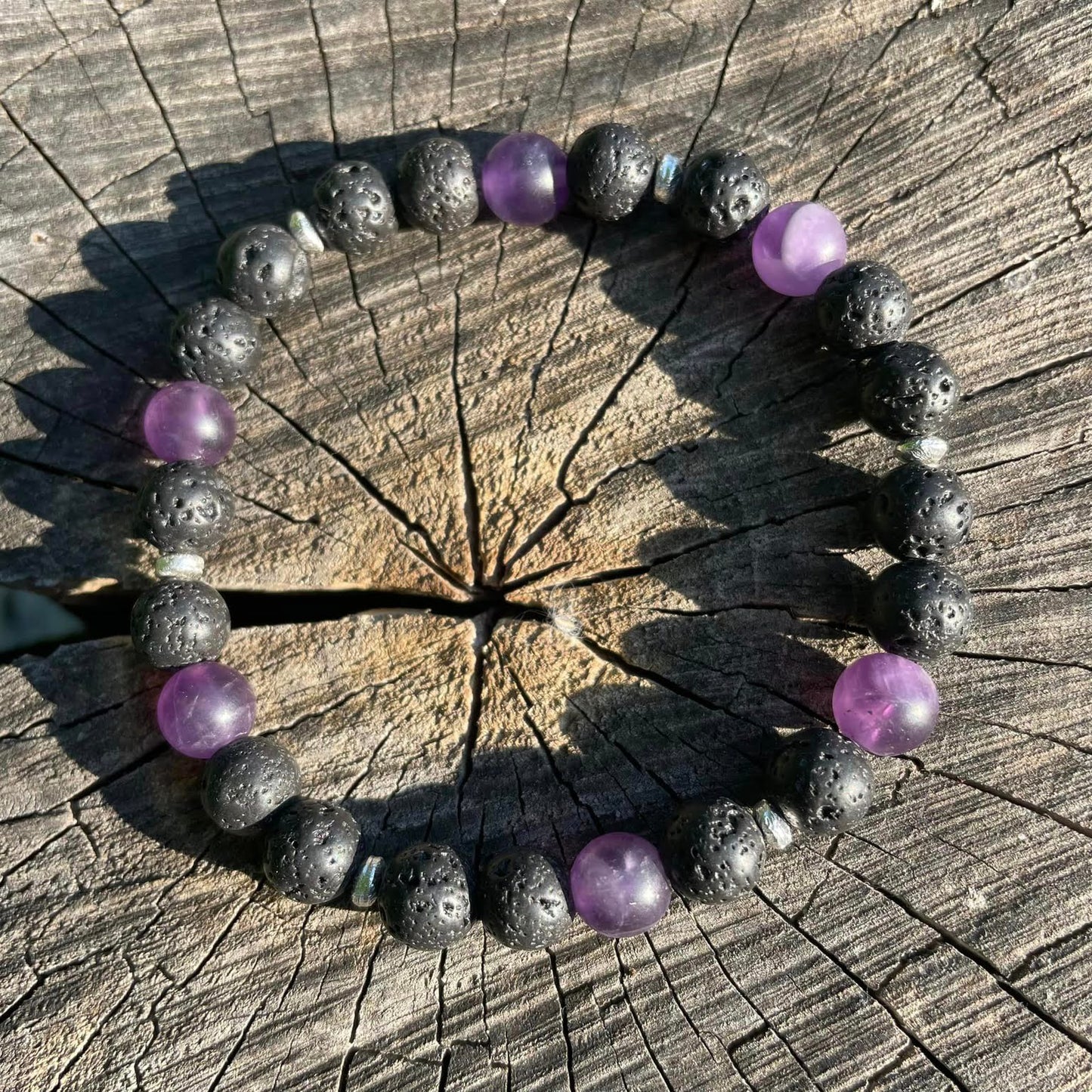 Armband "Matter Amethyst & schwarze Lava"