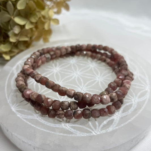 WÜRFEL-ARMBAND 4mm - Rhodochrosit