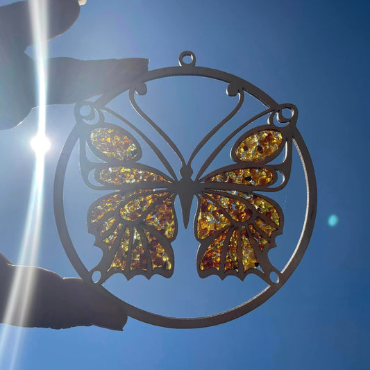 Bernstein-Fensterbild "Schmetterling"