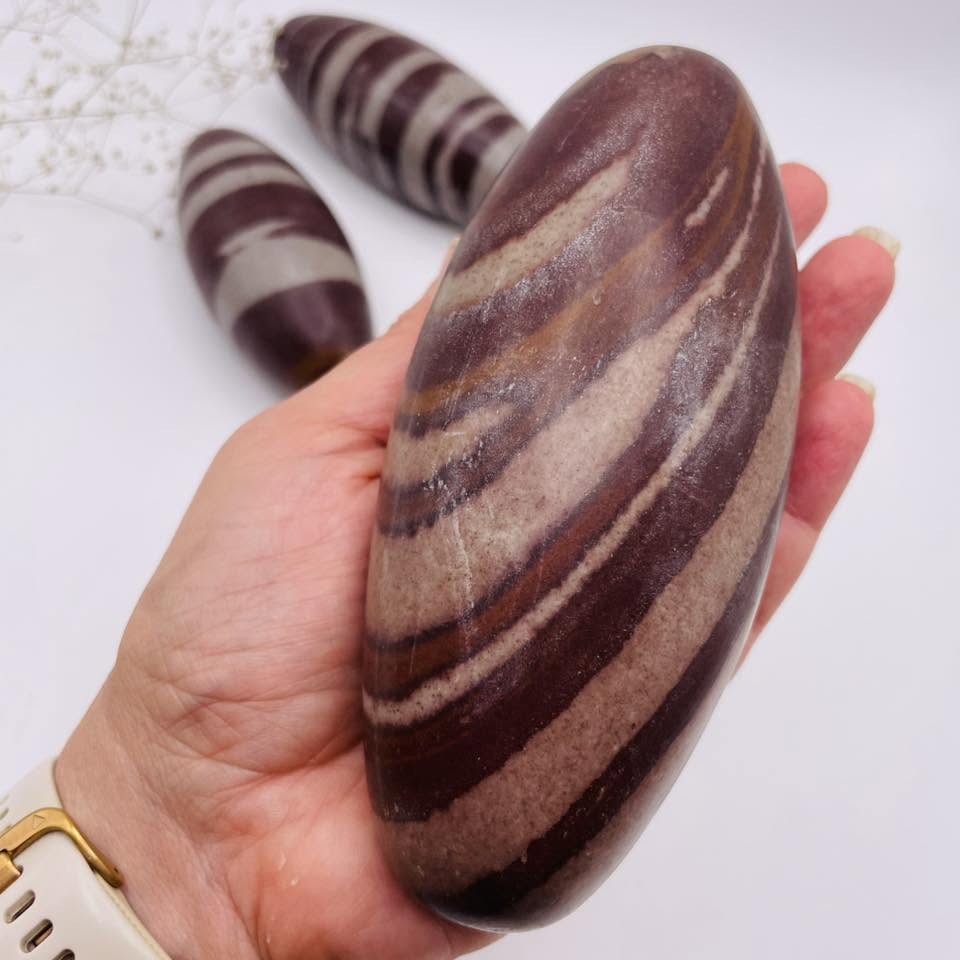 Shiva Lingam LARGE Nr. 3 – Größenvergleich, ca. 14×6×6 cm, Sammlerstück | WUNDERSTEIN