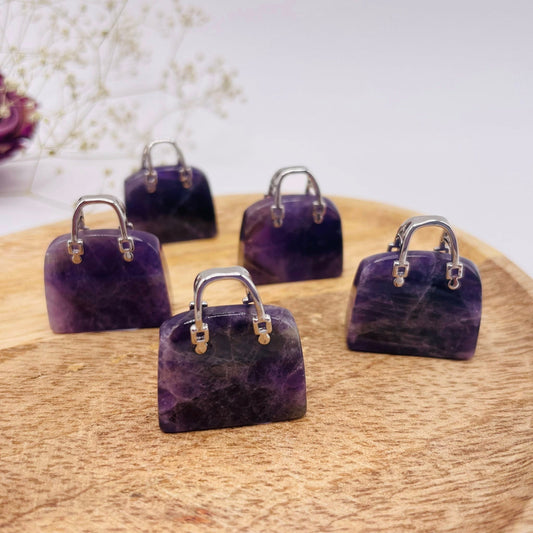 Amethyst Mini-Täschchen als Dekoobjekt oder Geschenk – handverlesen von WUNDERSTEIN