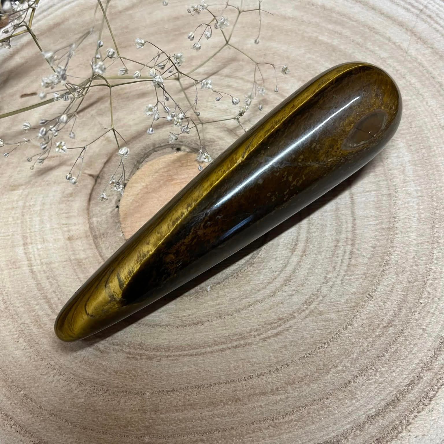 Edelstein - Massagegriffel - Tigerauge