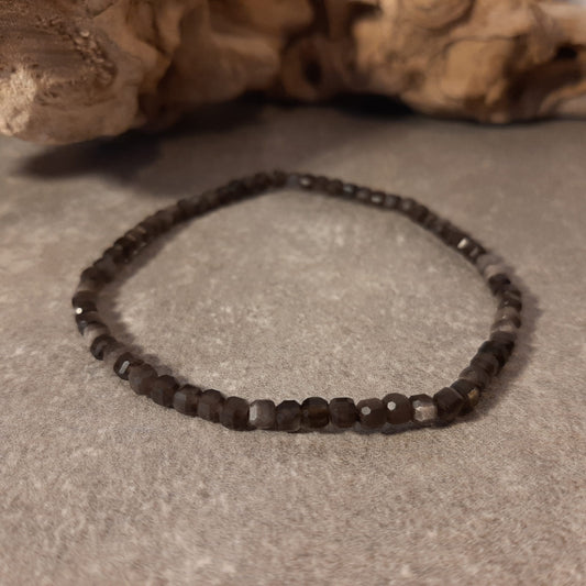 Würfel-Armband 3,5mm - Silberobsidian