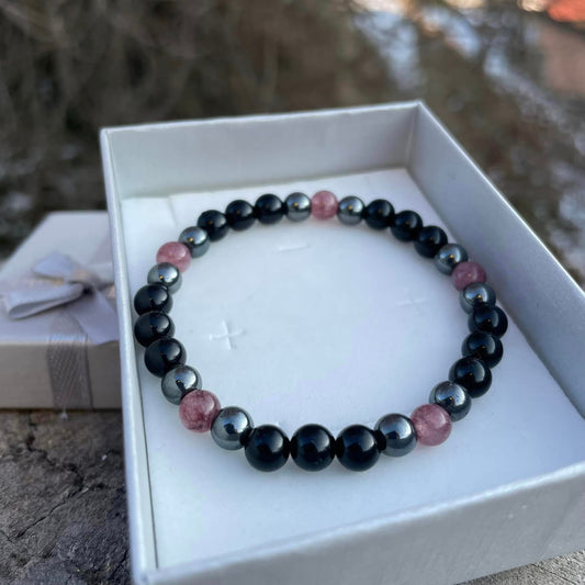 Armband "LEPIDOLITH & ONYX"