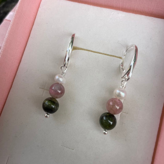 Ohrschmuck "GRÜNER & ROSA TURMALIN"