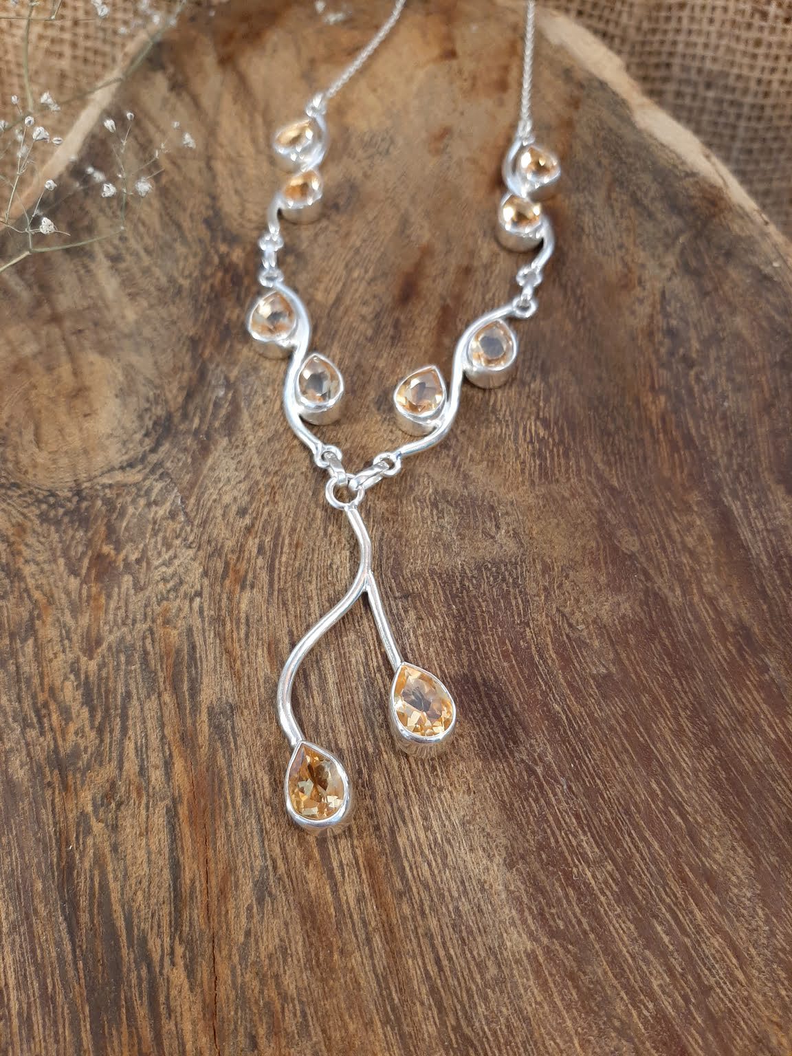 Silbercollier facettiert - Citrin