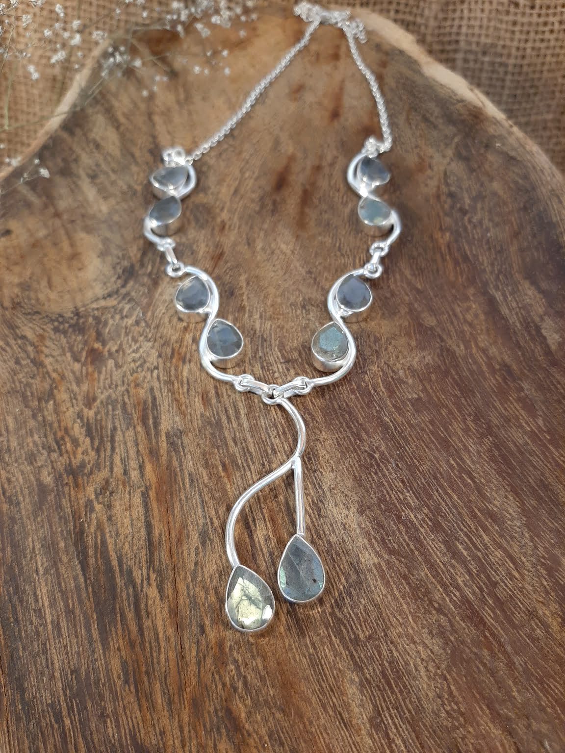 Silbercollier facettiert - Labradorit