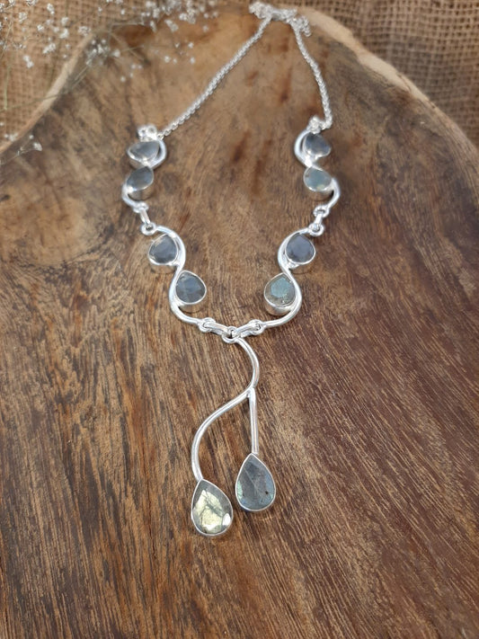 Silbercollier facettiert - Labradorit
