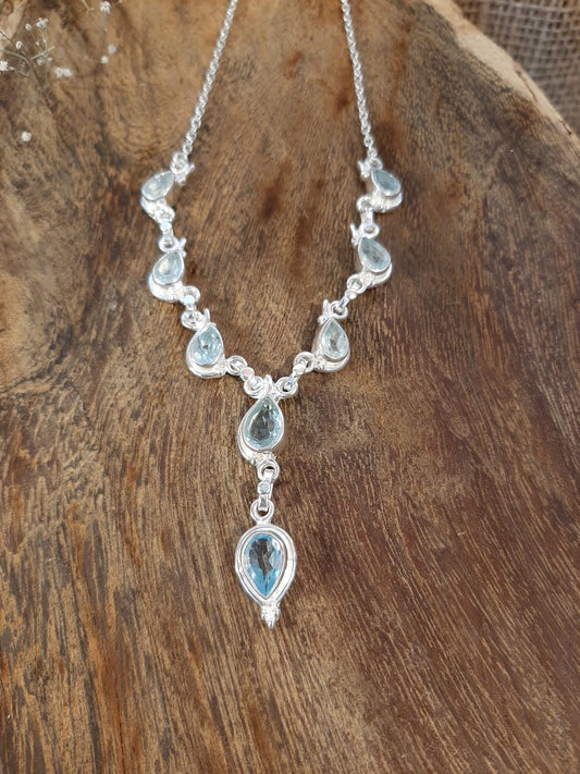 Silbercollier mit Topas facettiert