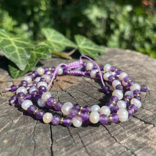 AMETHYST & SÜSSWASSERPERLE - Armband
