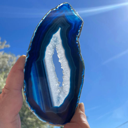 Achatscheibe BLAU GESTREIFT