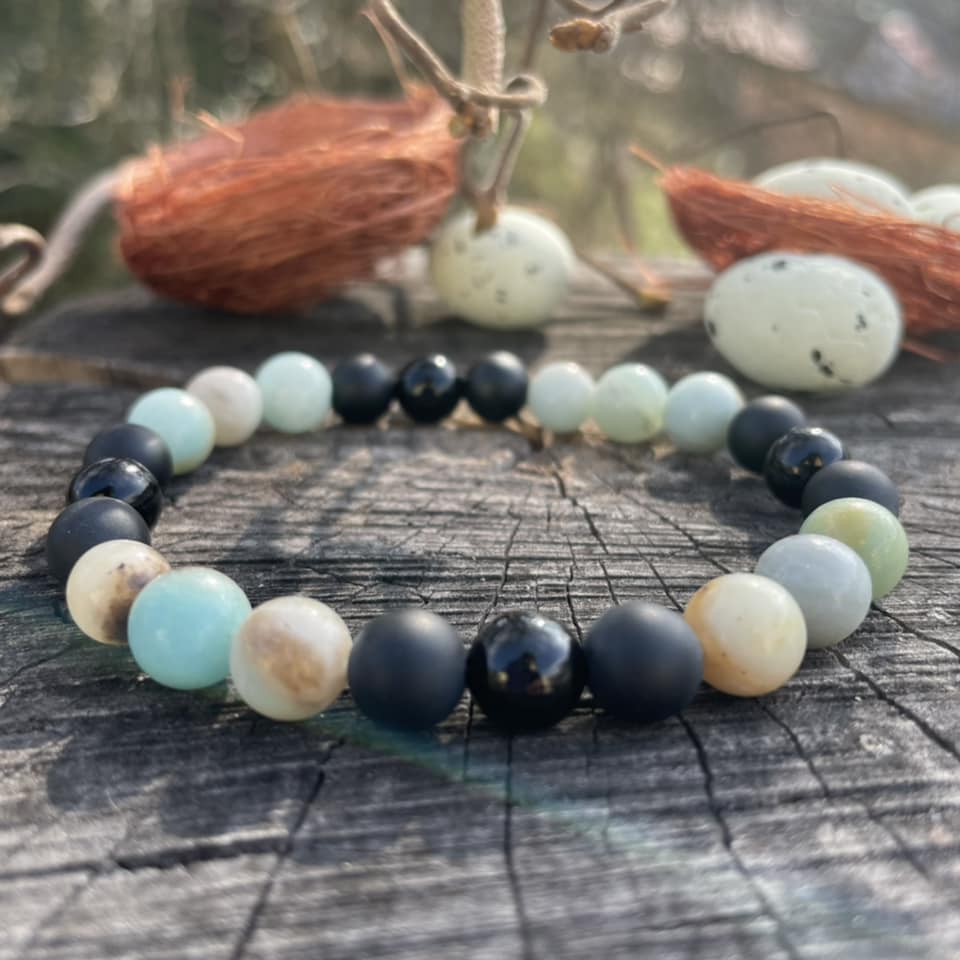 Armband "Amazonit & Onyx"
