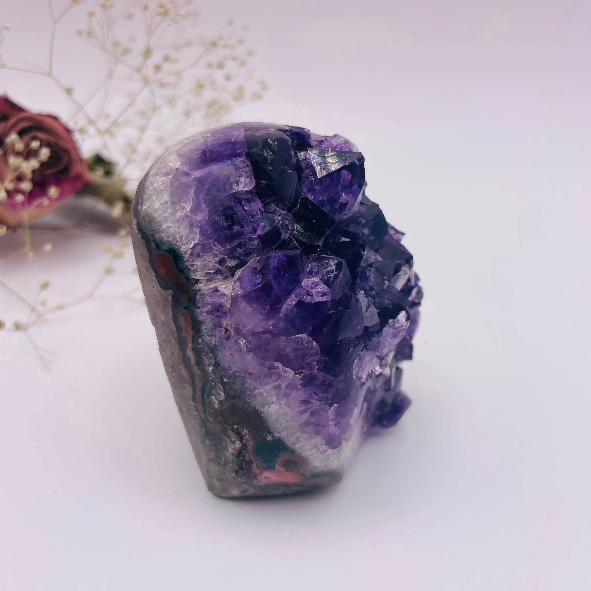 Draufsicht Amethyst Drusenstück – Unikat von WUNDERSTEIN, Kraftstein für Stressabbau & Konzentration
