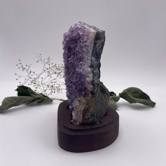 Amethystdrusenstück auf Holz Nr. 5