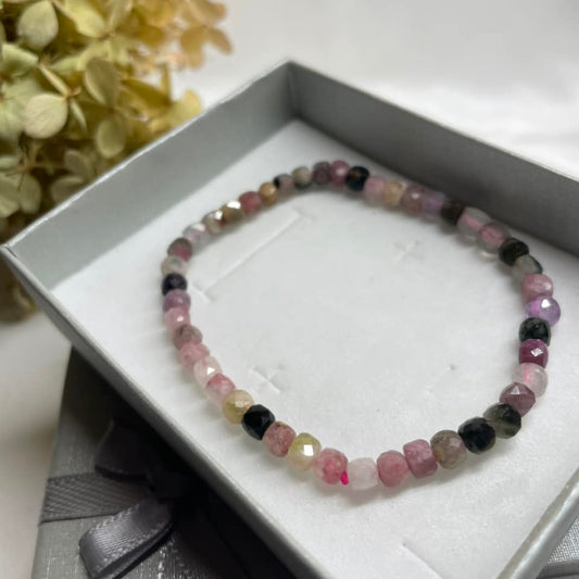 Würfel-Armband 4mm – Turmalin Multicolor