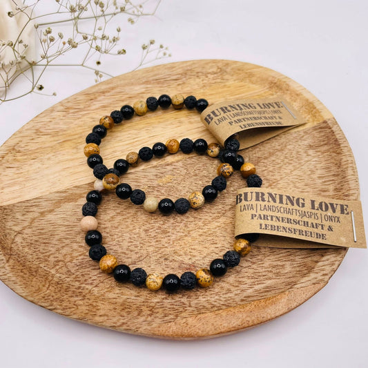 Armband Burning Love mit Lava, Landschaftsjaspis & Onyx – 6mm, handgefertigt – WUNDERSTEIN