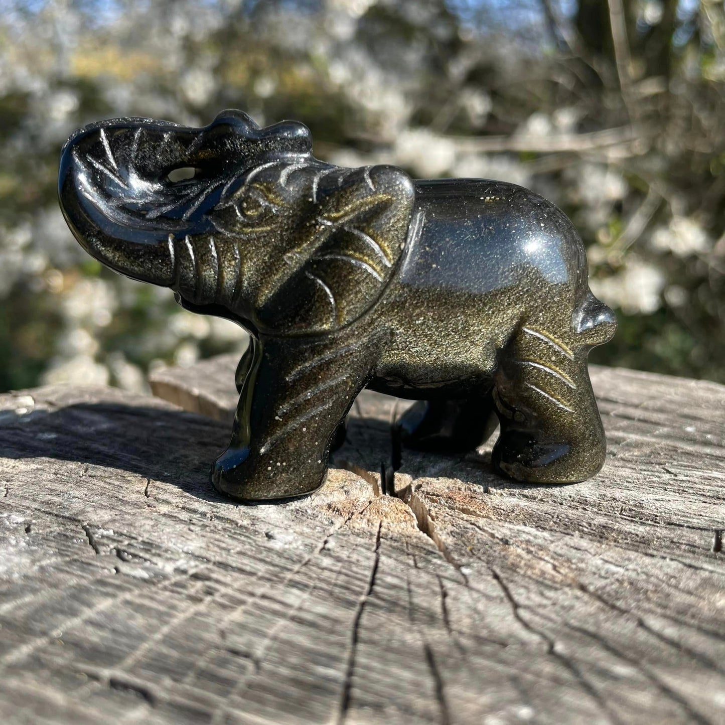 Edelstein-Elefant in Sorten - Goldobsidian