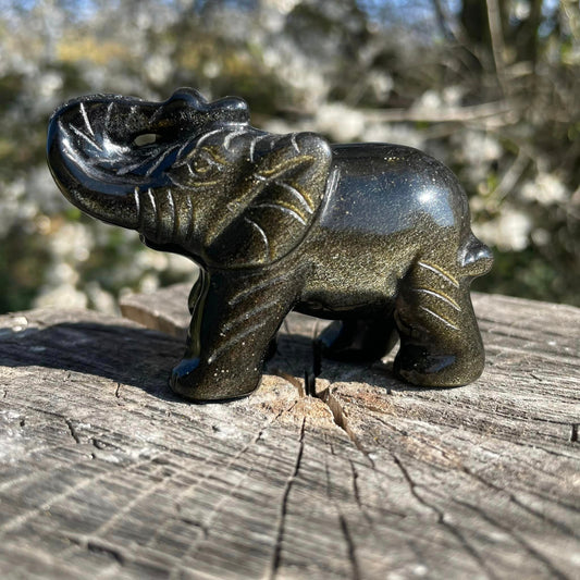 Edelstein-Elefant in Sorten - Goldobsidian