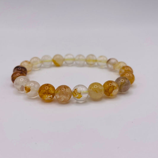 Golden Healer Armband 8mm aus Limonitquarz – goldgelbe Perlen, Unikat bei WUNDERSTEIN