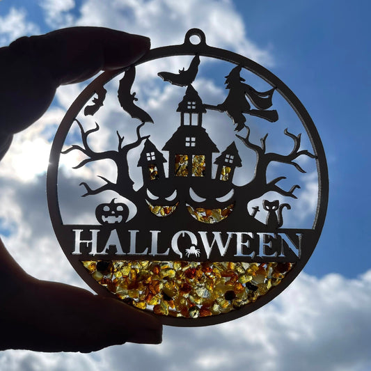 Bernstein-Fensterbild "HALLOWEEN"