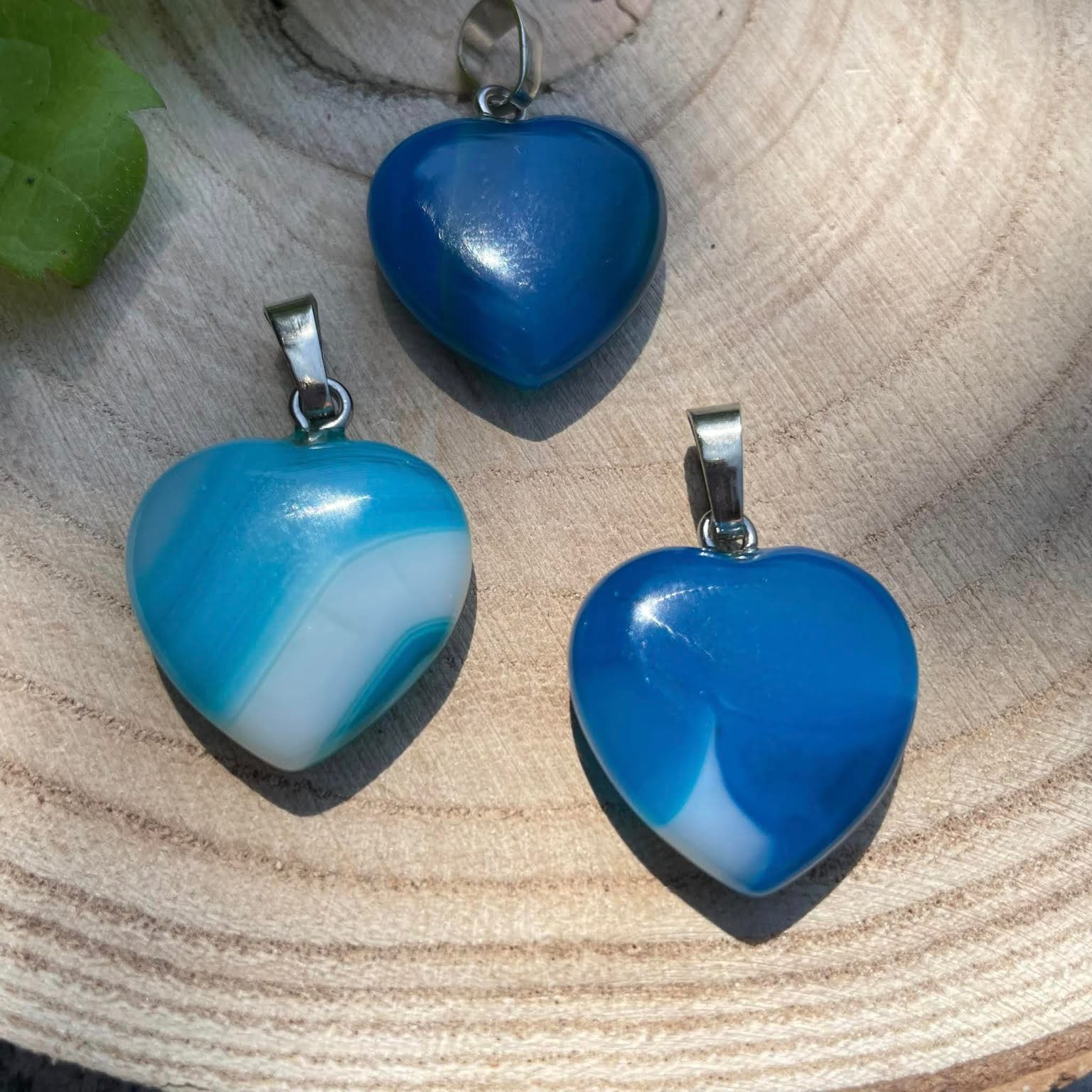 Edelsteinherzen-Anhänger - Blauer Achat