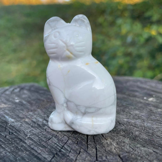 Edelstein-Katzen 50mm - Weißer Howlith