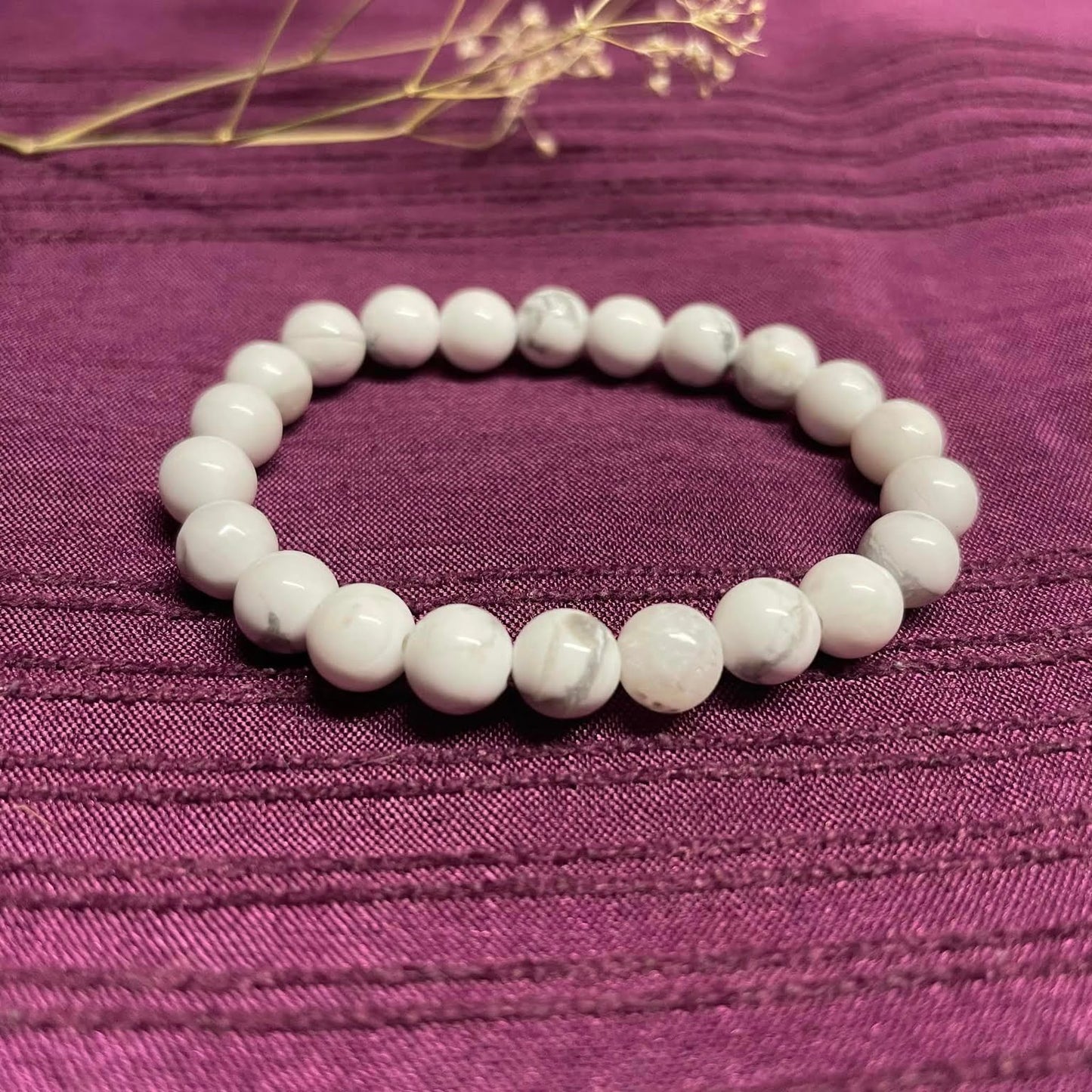 Kinderkugelarmband - Howlith weiß