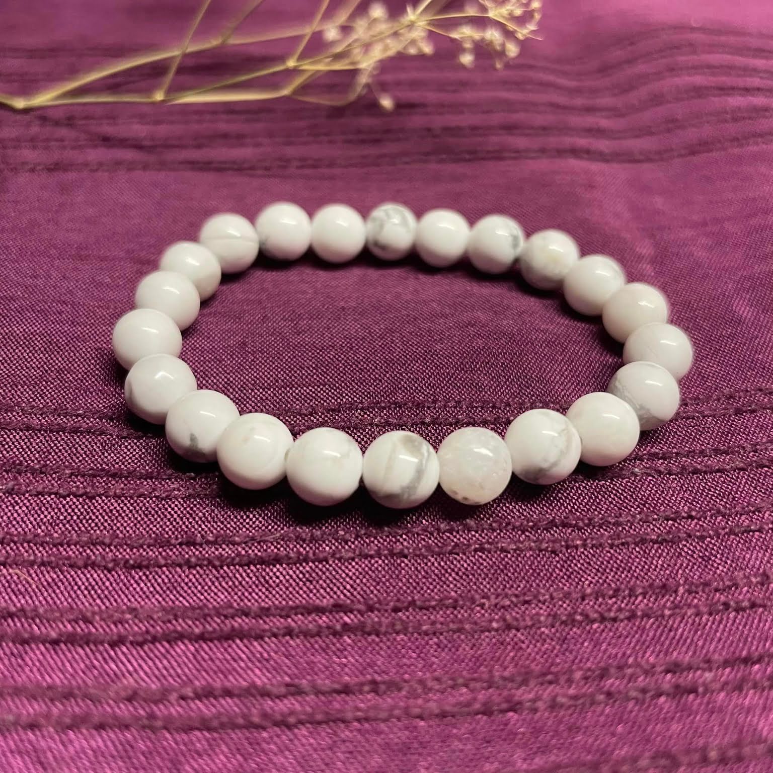 Kinderkugelarmband - Howlith weiß