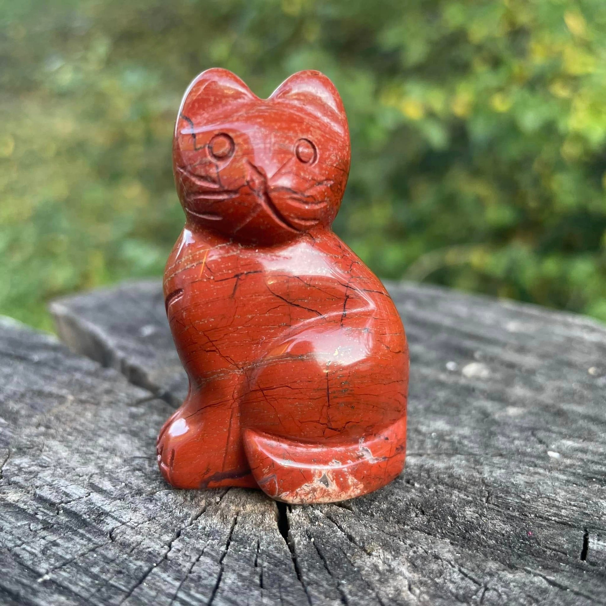 Edelstein-Katzen 50mm - Roter Jaspis
