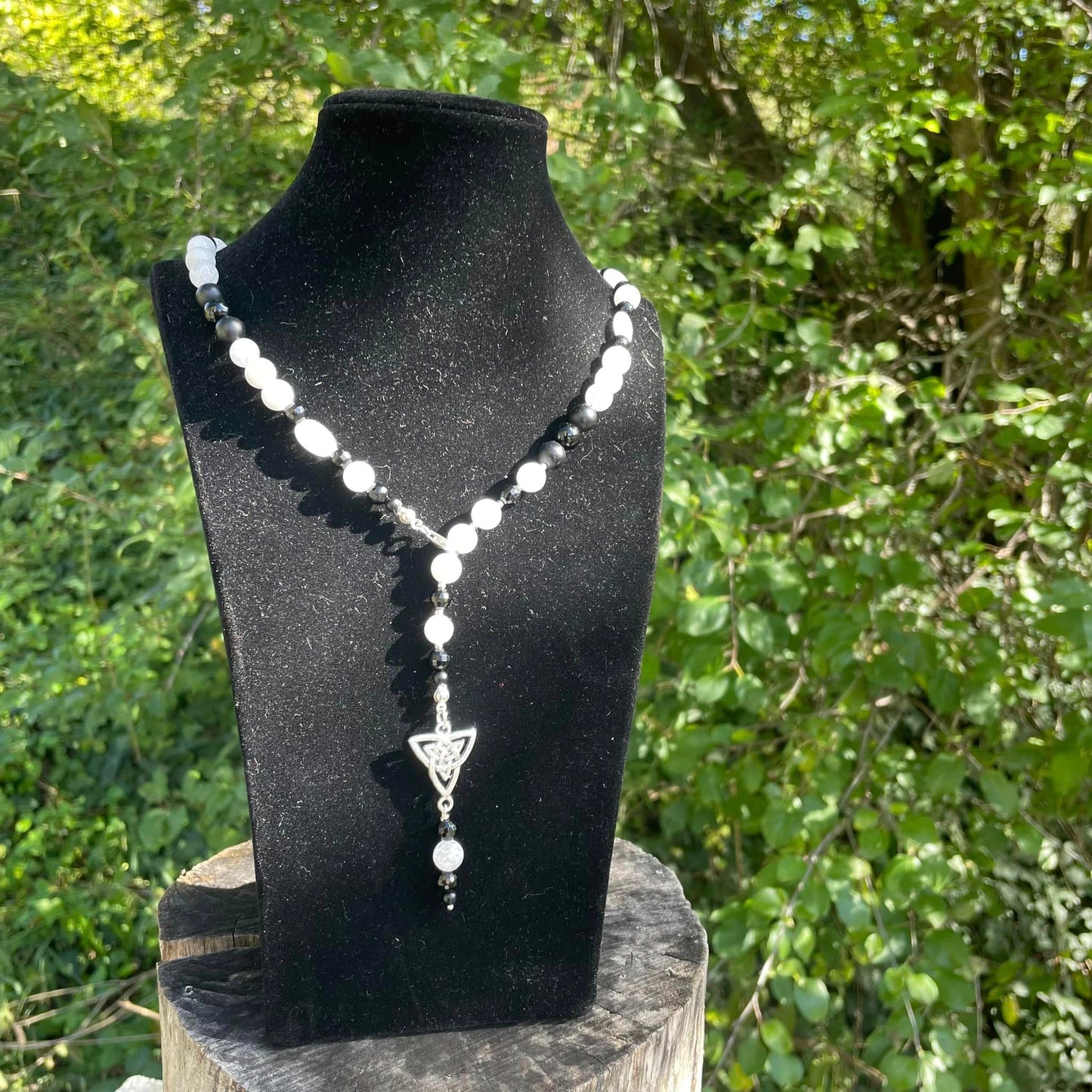 Kette "Bergkristall-Achat & Onyx"