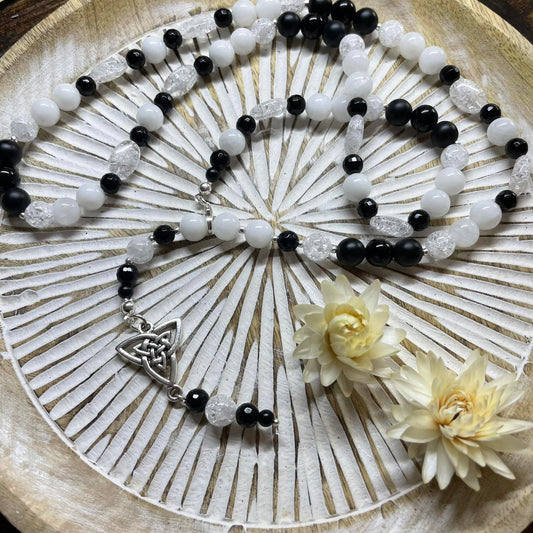Kette "Bergkristall-Achat & Onyx"