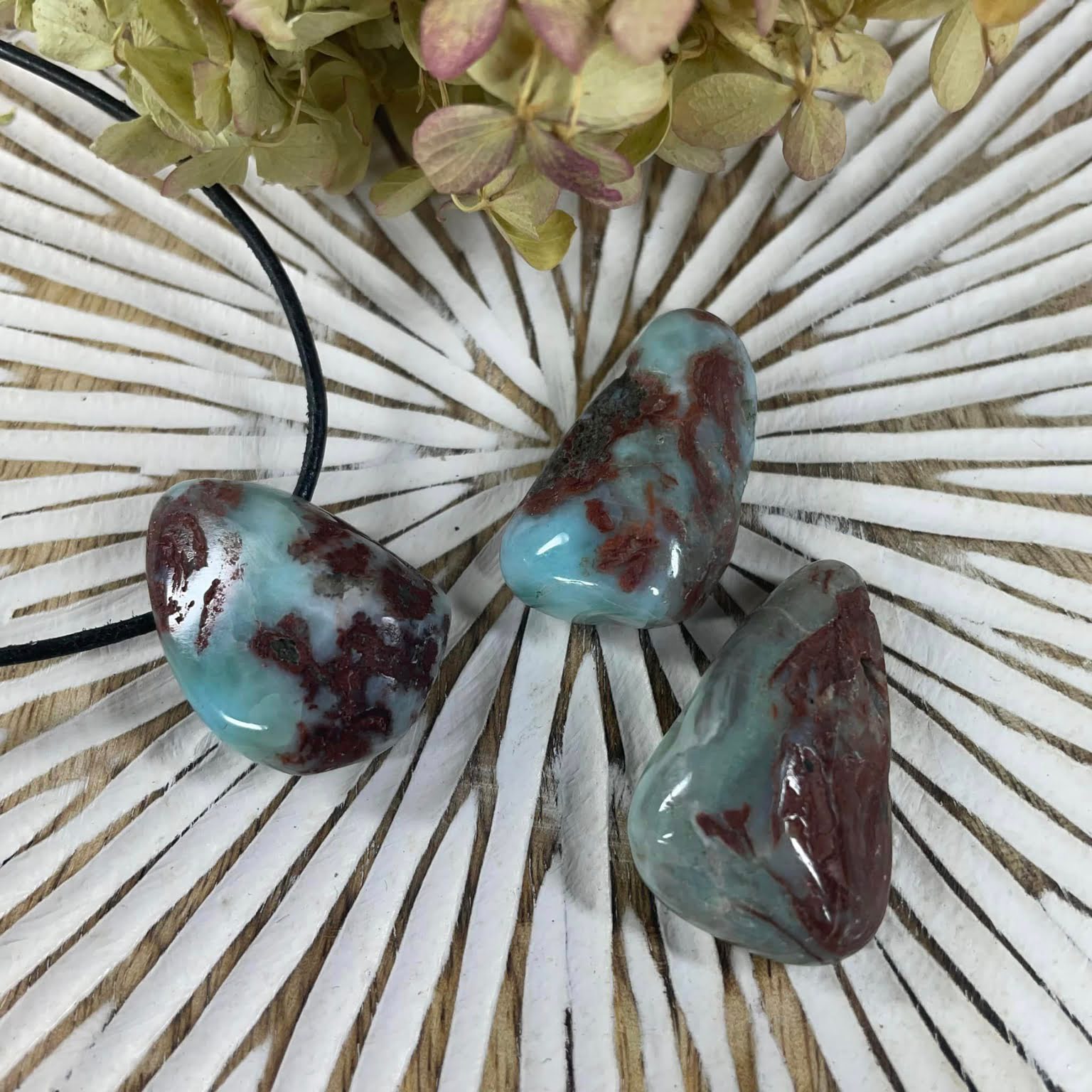 Edelsteintropfen - Anhänger gebohrt - Larimar