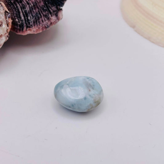 Larimar Nr. 10 Nahaufnahme – Blau-Weiß Musterung, Zukunftsstein | WUNDERSTEIN
