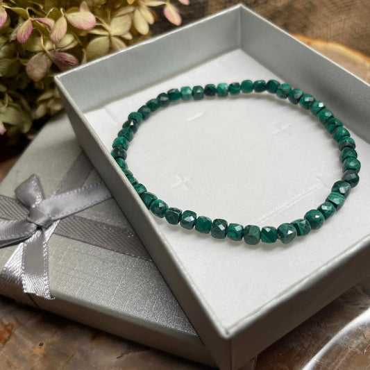 WÜRFEL-ARMBAND 4mm - Malachit