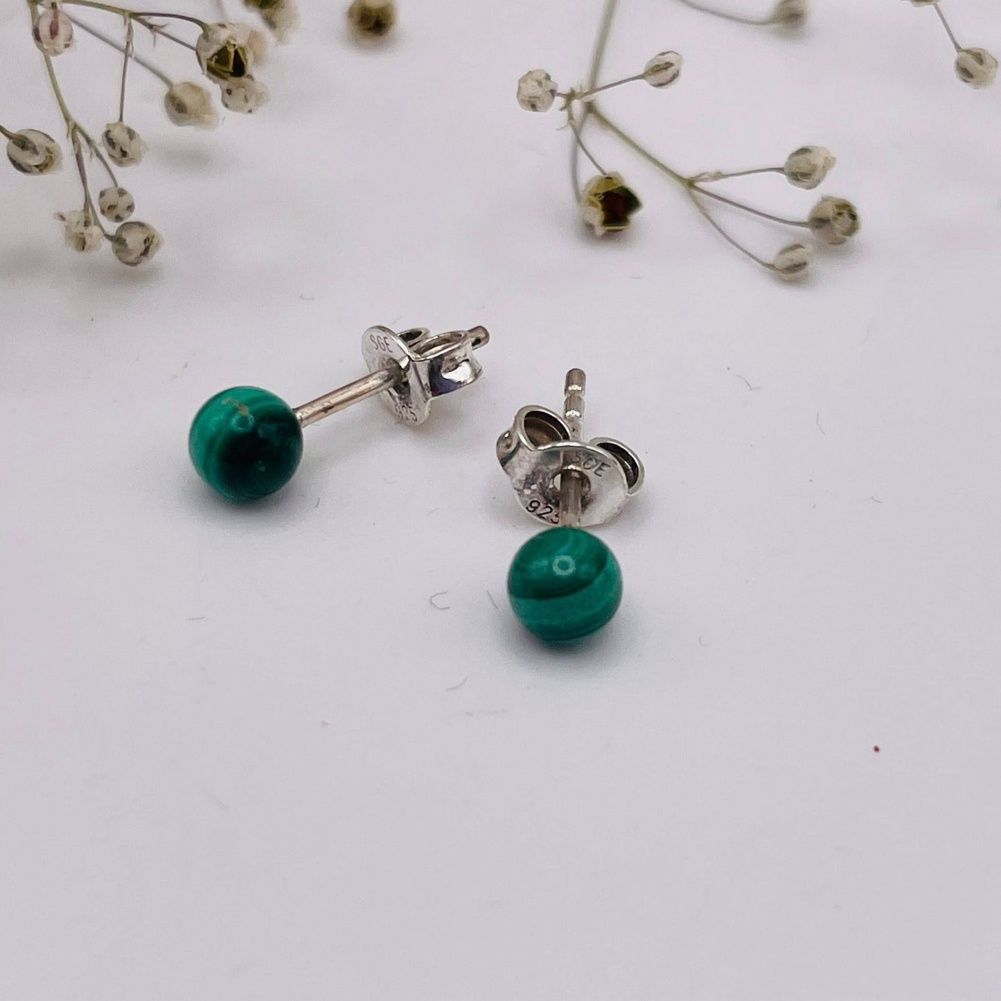 Ohrstecker Malachit – 925er Silber