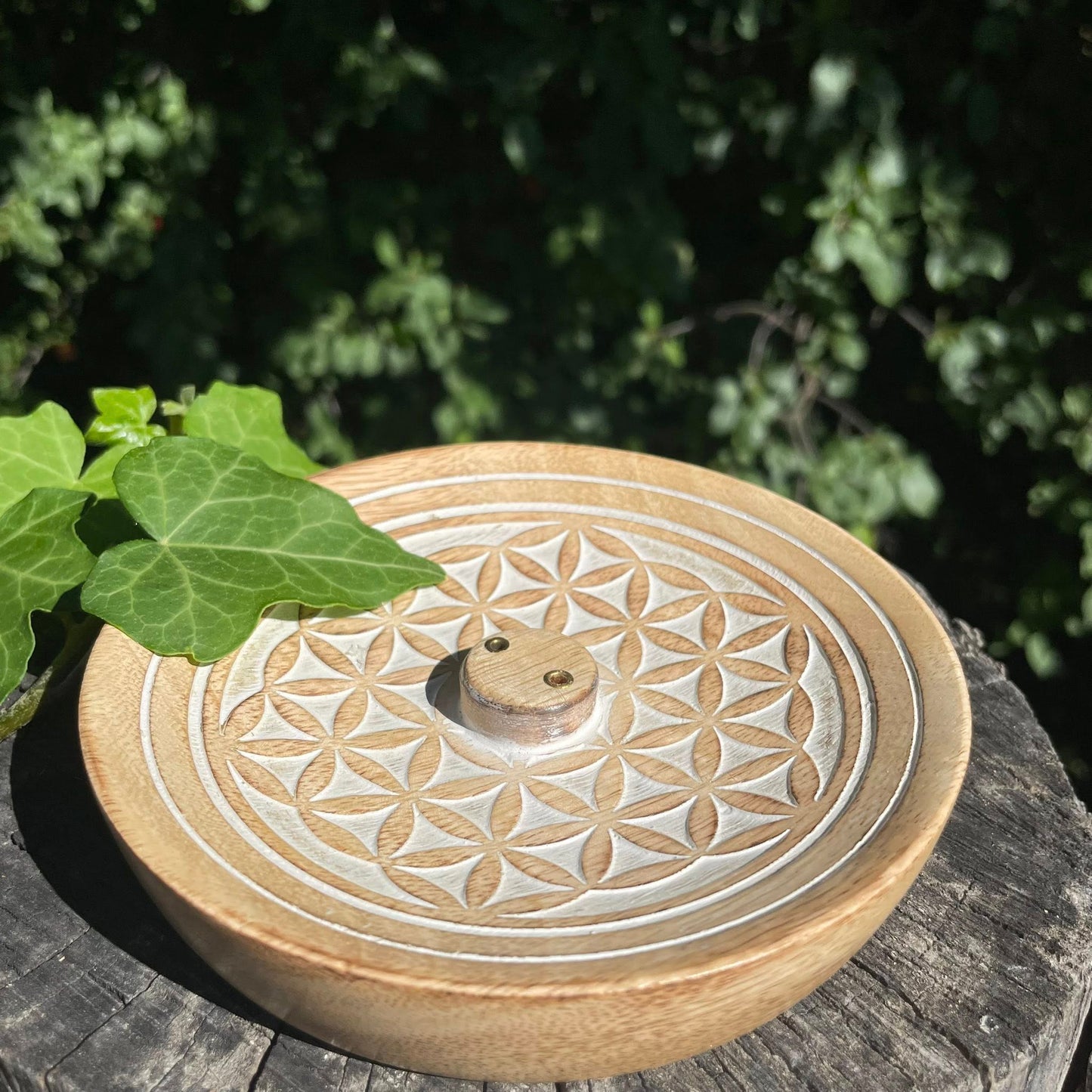 Räucherstäbchenhalterung Mangoholz "Blume des Lebens"