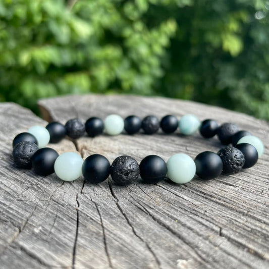 Armband "Amazonit-Onyx-Lava"