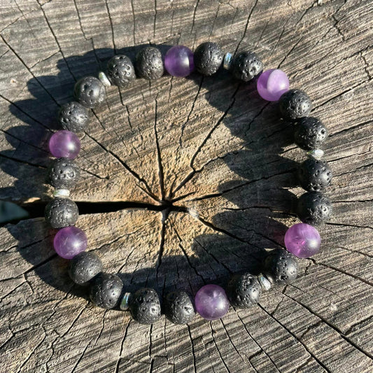 Armband "Matter Amethyst & schwarze Lava"
