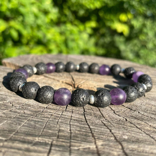 Armband "Matter Amethyst & schwarze Lava"