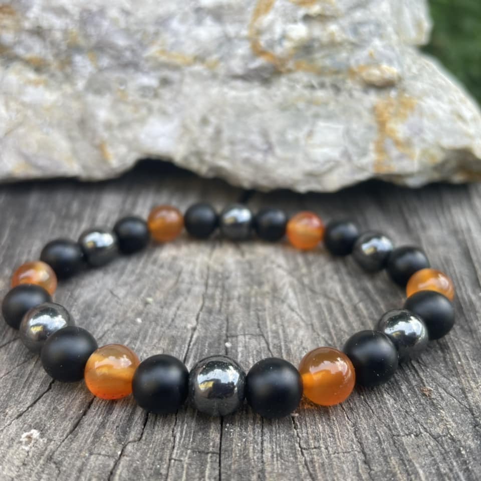 Armband "Carneol-Hämatit-Onyx"