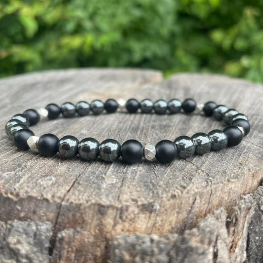 Armband "Hämatit & matter Onyx"